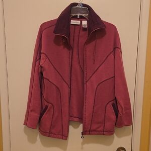 Ladies Pink Utility Jacket with High Collar and Curved Design